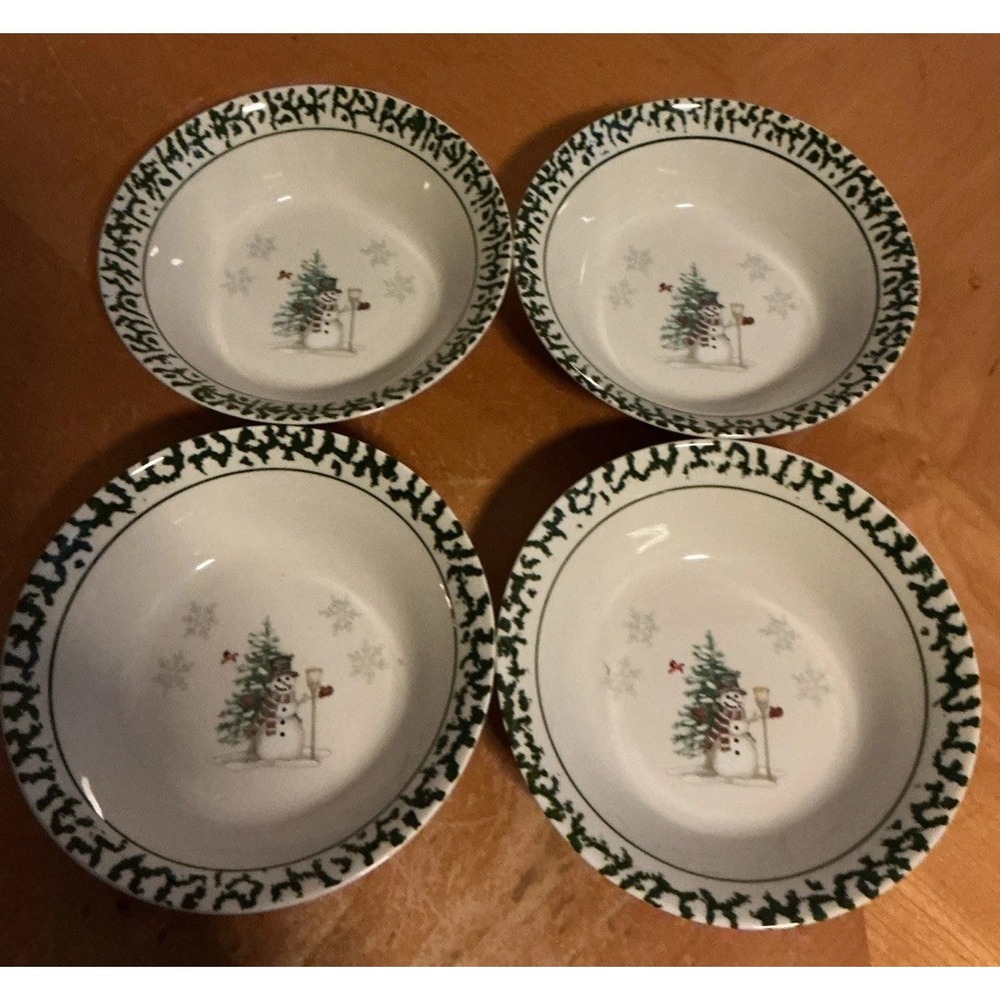Vintage Set Of 4 "We Can Build A Snowman" Soup / Cereal Bowls